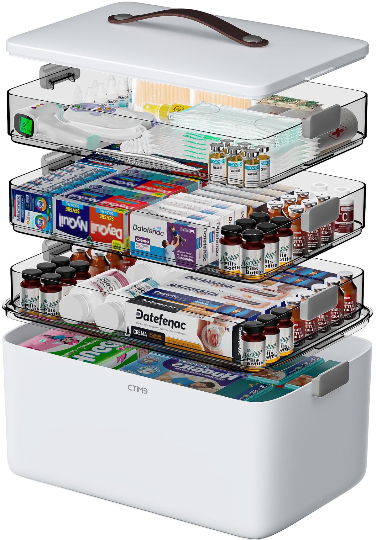 CTIME 3-Tier Medicine Organizer - Portable Medicine Cabinet with Handle