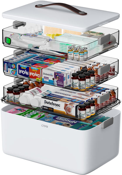 CTIME 3-Tier Medicine Organizer - Portable Medicine Cabinet with Handle