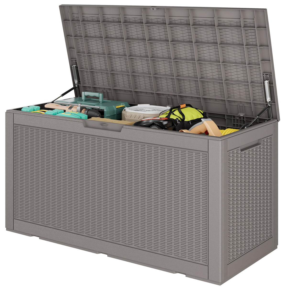 Outdoor Storage Waterproof Deck Box for Patio (45 Gallon, Grey)