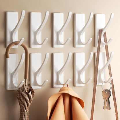 pickpiff White Self-Adhesive Hook, 13LB Hanger for Coat/Towel, 4-Pack