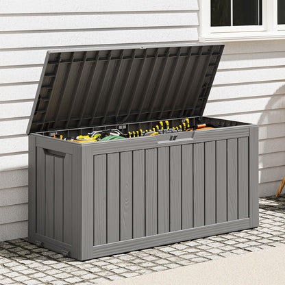 Outdoor Storage Box, Resin Deck Boxes outdoor, Waterproof Storage Box Lockable Lid (Black, 50 Gallon)