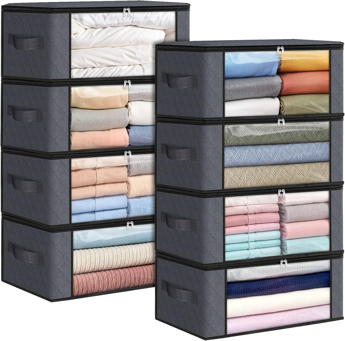 Fab totes 6 Pack Storage Bags for Clothes Blanket Storage Bins with Lids
