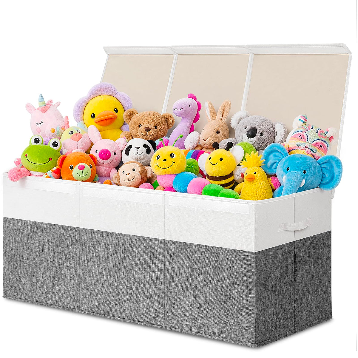 INDRESSME 85L Large Toy Storage Box with Lid Divider Foldable Toy Chest