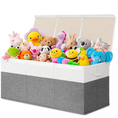 INDRESSME 85L Large Toy Storage Box with Lid Divider Foldable Toy Chest
