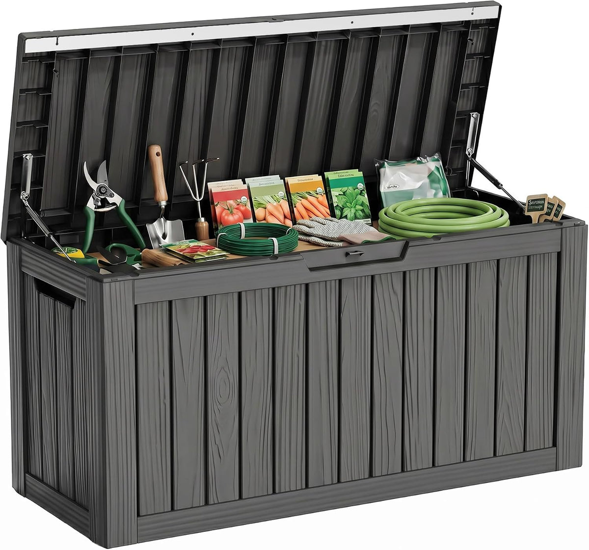 35 Gallon Outdoor Deck Box Lockable Waterproof Storage Black
