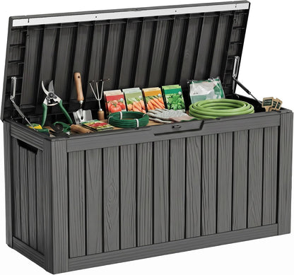 35 Gallon Outdoor Deck Box Lockable Waterproof Storage Black