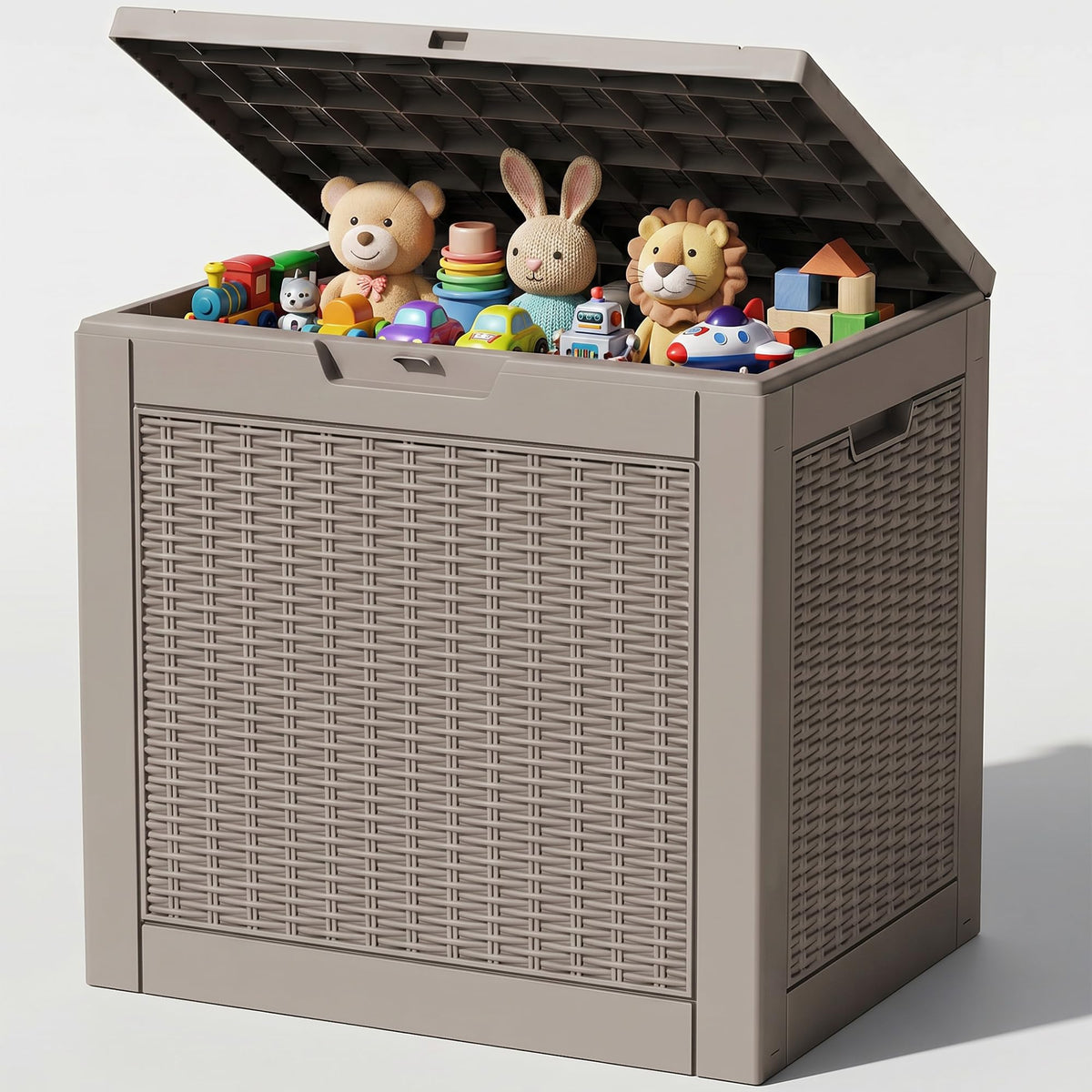 Outdoor Storage Box, 360 Gallon Waterproof Resin Deck Box with Support Rod