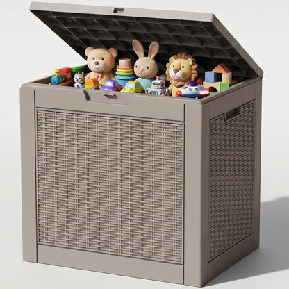 Outdoor Storage Box, 360 Gallon Waterproof Resin Deck Box with Support Rod
