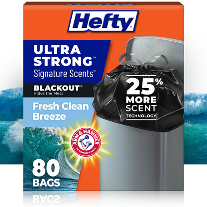 Hefty Ultra Strong Signature Scents 13G Trash Bags, Fresh Clean, 80ct