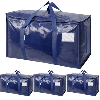 TICONN 6 Pack Extra Large Moving Bags Heavy Duty with Zippers & Carrying Handles, Durable Storage Bags Moving Boxes for Closet Organizers and Storage (6 Pack, Blue)