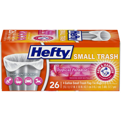 Hefty 4 Gallon Small Trash Bags, White, Fabuloso Lavender Scent, 52ct