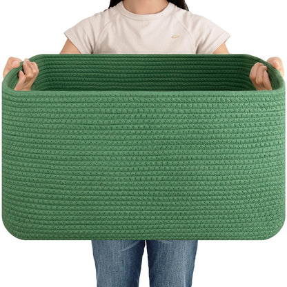 OIAHOMY 75L Large Blanket Basket Woven Cotton Rope Storage Basket Brown