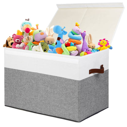 Large Toy Storage Box with Lid, Toy Chest Bin Boxes Basket with Dividers
