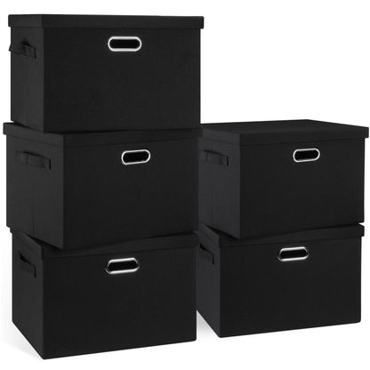 Graciadeco Large Quart Collapsible Stackable Storage Bins with Lids, 3 Packs Beige Linen Fabric Closet Boxes with Lids, Storage Cube Baskets Container Organizers for Bedroom Office(16.6 x 11.7 x 10.8)