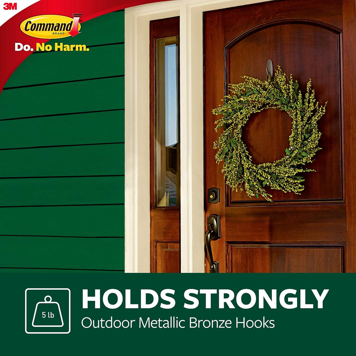 Command Outdoor Metallic Bronze Hooks, 3 Hooks, 4 Strips
