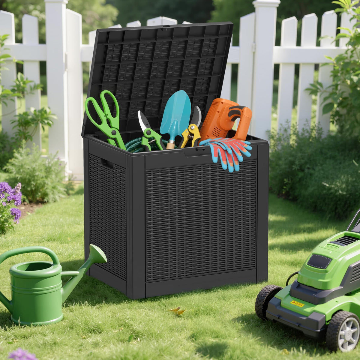 Outdoor Storage Waterproof Deck Box for Patio (45 Gallon, Grey)