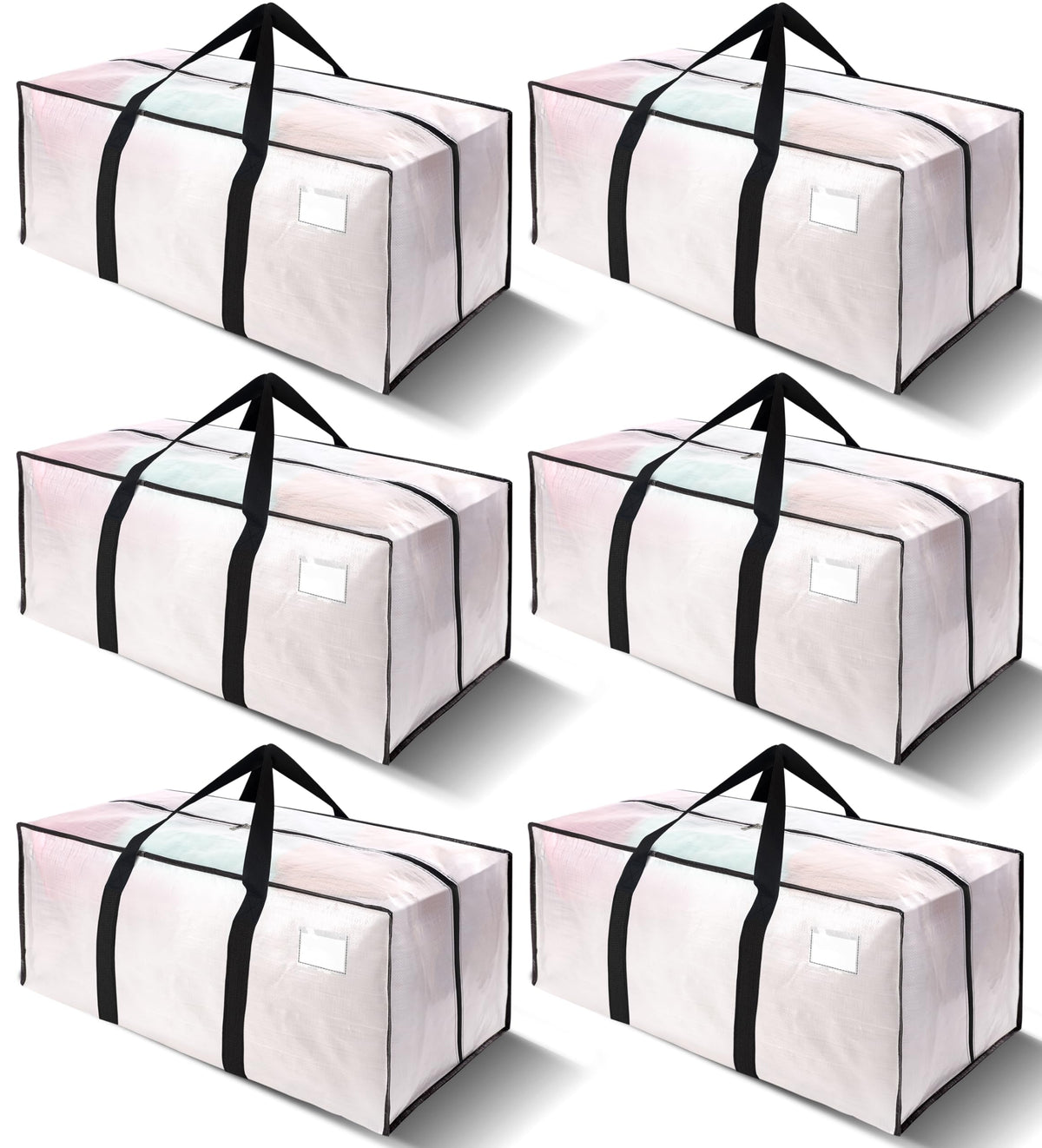 VELVETSURE Heavy Duty Extra Large Moving Bags W/Backpack Straps - Strong Handles & Zippers, Storage Totes For Space Saving, Fold Flat, Alternative to Box and Bin (Set of 6, Multicolor)