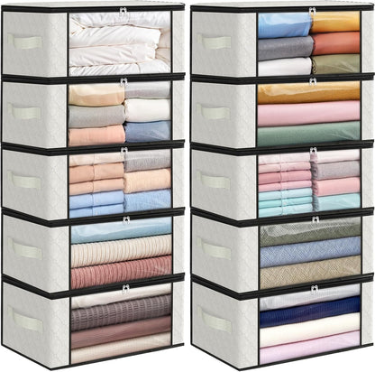 Fab totes 6 Pack Storage Bags for Clothes Blanket Storage Bins with Lids