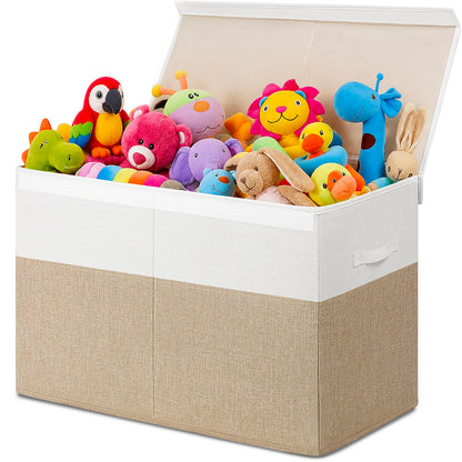 INDRESSME 85L Large Toy Storage Box with Lid Divider Foldable Toy Chest