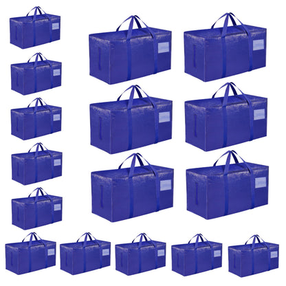 Moving Bags Extra Large 8 Pack - Heavy Duty Storage Totes with Wrap-Around Handles & Reinforced Zippers - Foldable Moving Box Alternative, Water-Resistant for Dorm, Closet & Under Bed Storage (Clear)