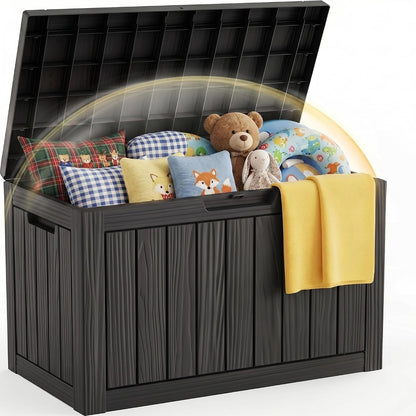 EFU Outdoor Storage Box 60 Gallon Deck Box, Waterproof Resin, Black