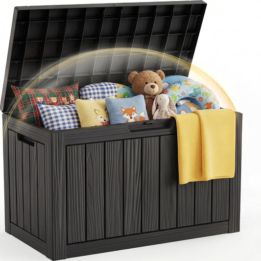 EFU Outdoor Storage Box 60 Gallon Deck Box, Waterproof Resin, Black