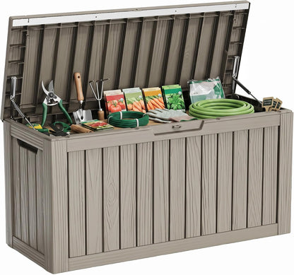 35 Gallon Outdoor Deck Box Lockable Waterproof Storage Black