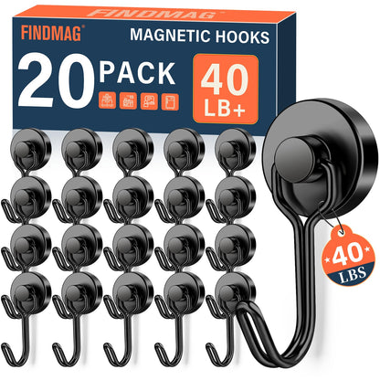 FINDMAG Magnetic Hooks for Cruise Cabins, 6 Pack 30 LB+ Magnet Hooks