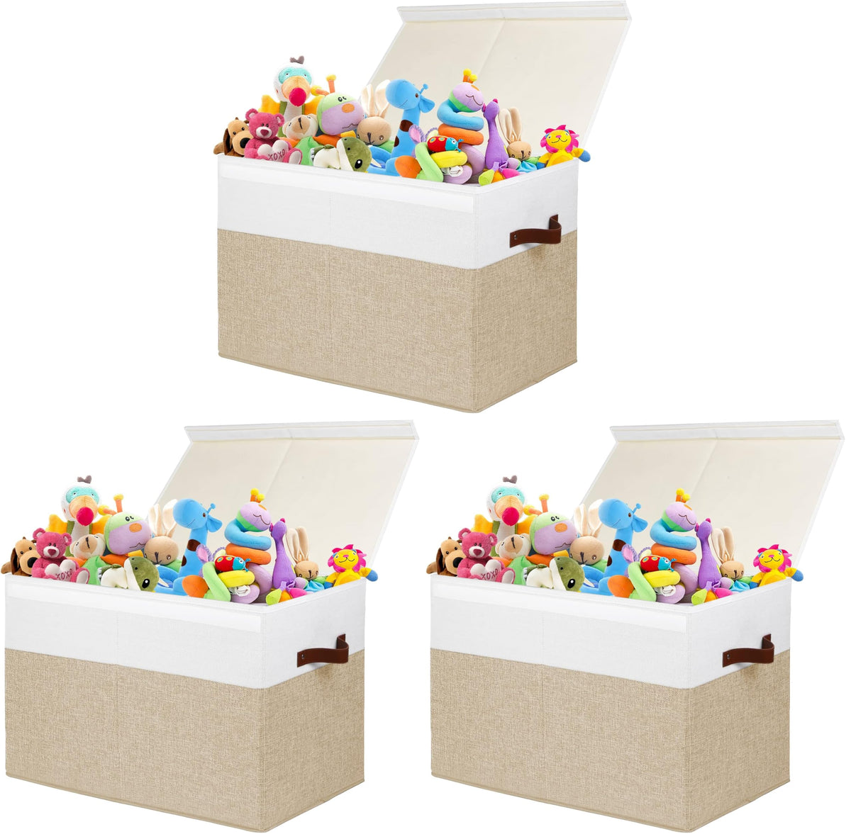 Large Toy Storage Box with Lid, Toy Chest Bin Boxes Basket with Dividers