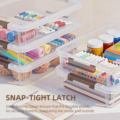 Citylife 3PC Storage Bins with Lids, Stackable Plastic Box, Paper Storage