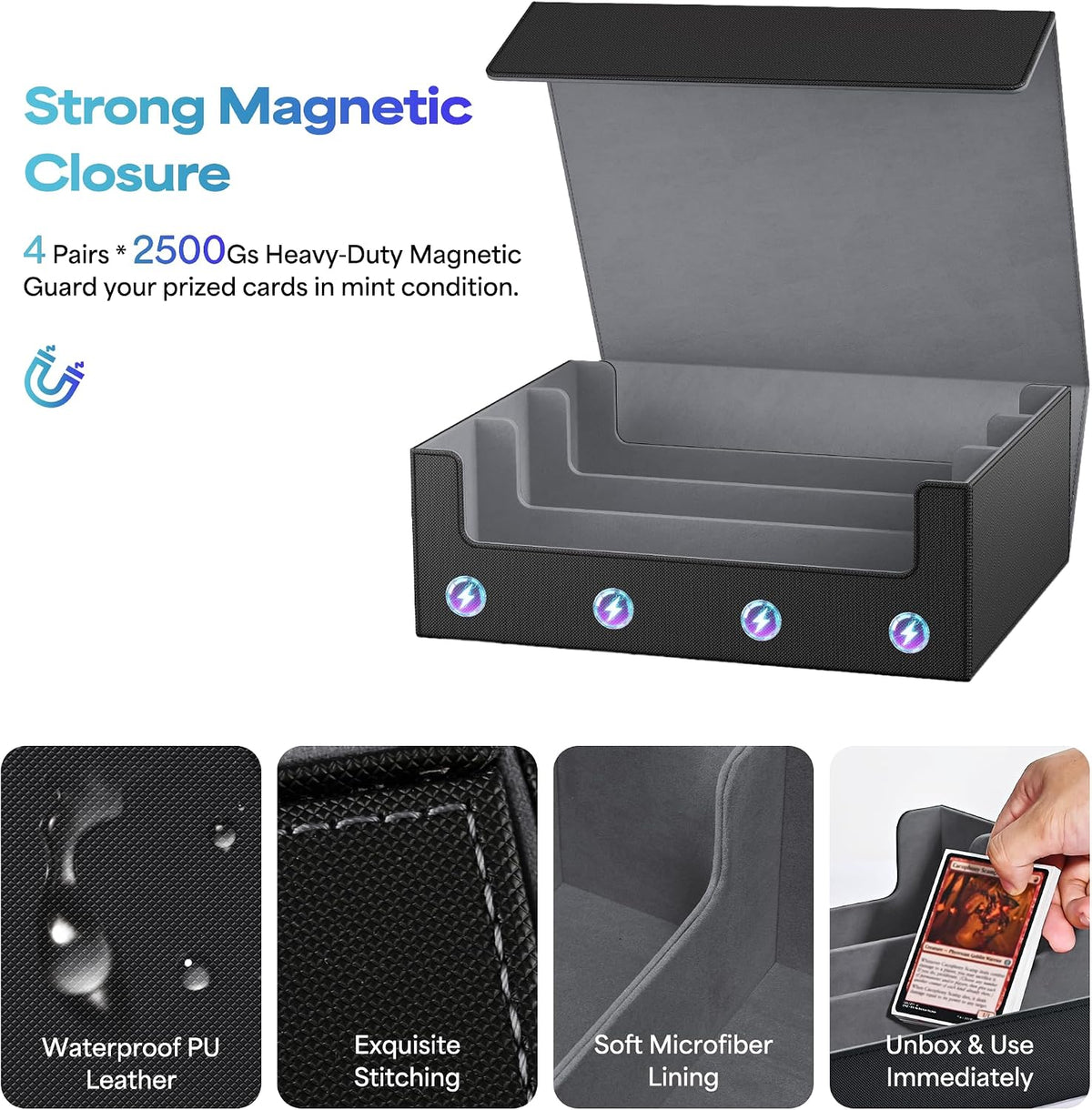 UAONO Trading Card Storage Box Holds 2400+ Cards, Bulk Card Storage