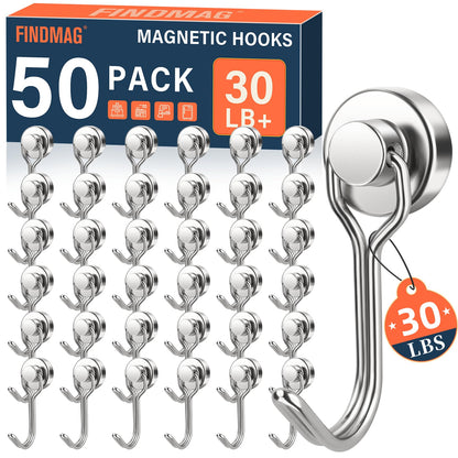 FINDMAG Magnetic Hooks for Cruise Cabins, 6 Pack 30 LB+ Magnet Hooks