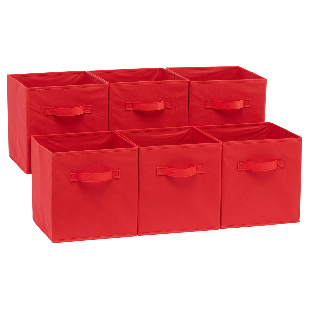 Amazon Basics Collapsible Fabric Storage Cubes Organizer with Handles, Sturdy Storage Bins for Organization, 10.5" x 10.5" x 11", Beige, 6-Pack