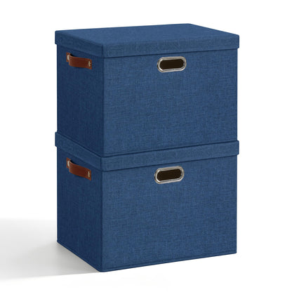 17" Large Fabric Storage Box with Lids, 3-Pack, Gray