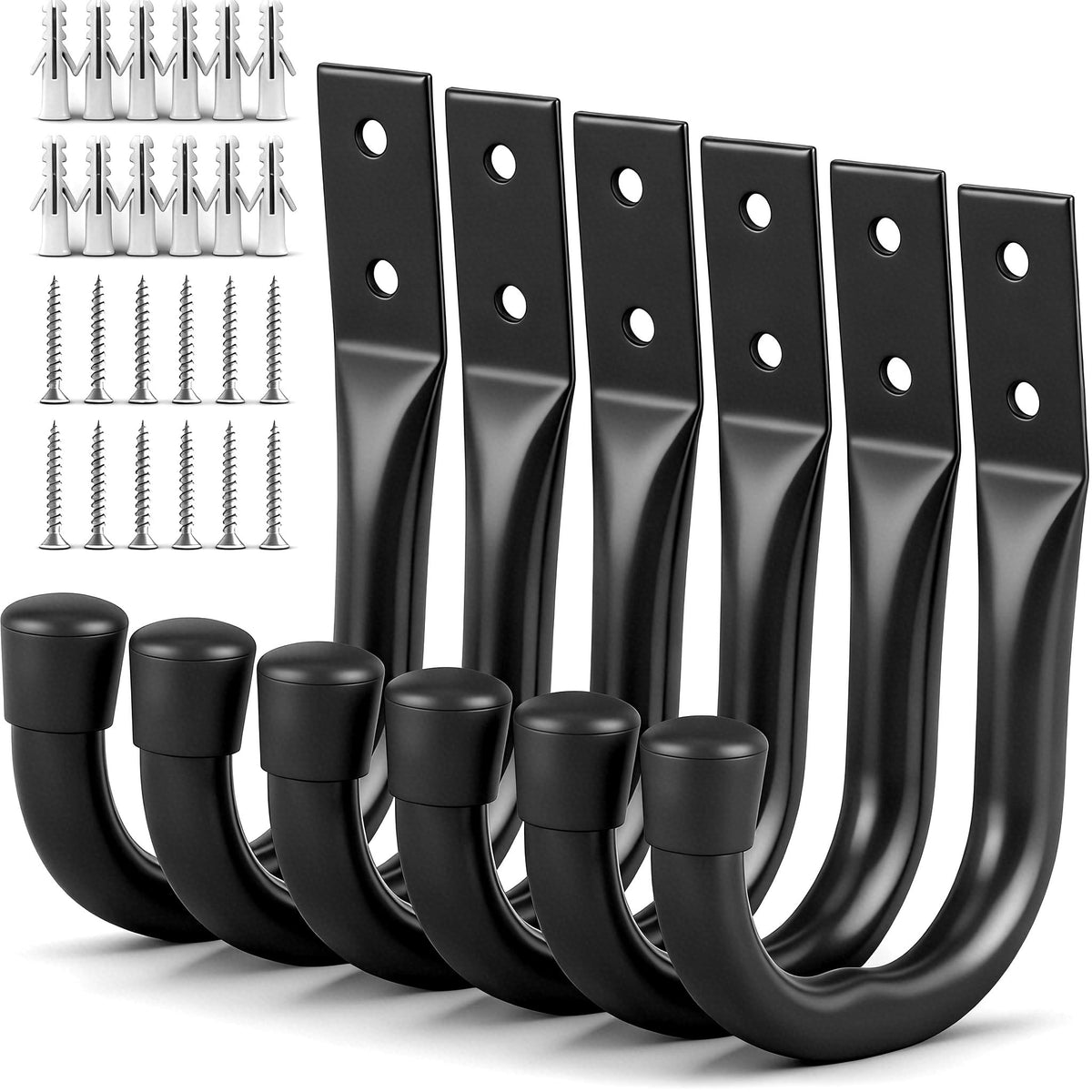 Heavy Duty Garage Storage Hooks, 12-piece Bike Hooks for Garage Wall, Utility Garage Hooks, Wall Mount J Hook for Hanging, Large Metal Storage Organizer Tool, Extension Cord Hanger