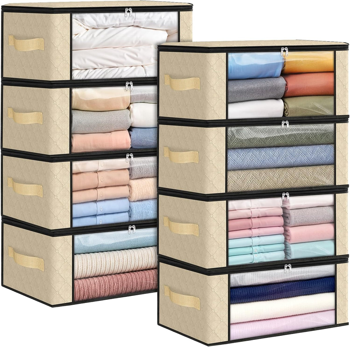 Fab totes 6 Pack Storage Bags for Clothes Blanket Storage Bins with Lids