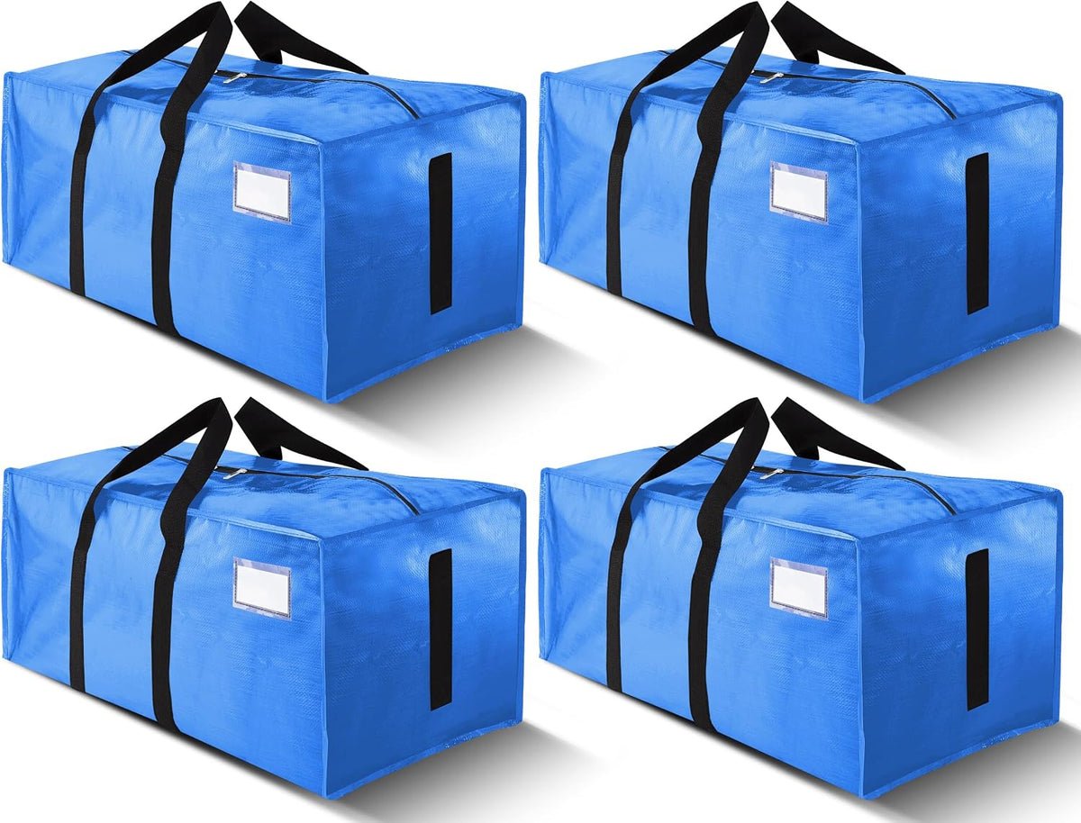 HOMESURE Supports 200lbs Heavy Duty Moving Bags - Strong Zipper & Wrap-Around Handles - Water-Resistant Storage Totes, Durable Alternative to Moving Boxes - 8 Pack - Semi-Transparent