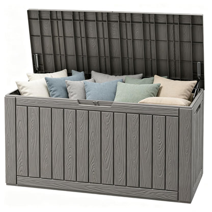 Outdoor Storage Waterproof Deck Box for Patio (45 Gallon, Grey)