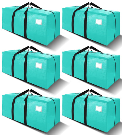VELVETSURE Heavy Duty Extra Large Moving Bags W/Backpack Straps - Strong Handles & Zippers, Storage Totes For Space Saving, Fold Flat, Alternative to Box and Bin (Set of 6, Multicolor)