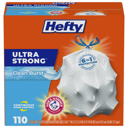 Hefty Ultra Strong 13 Gal Kitchen Trash Bags, Lavender Vanilla, 110ct