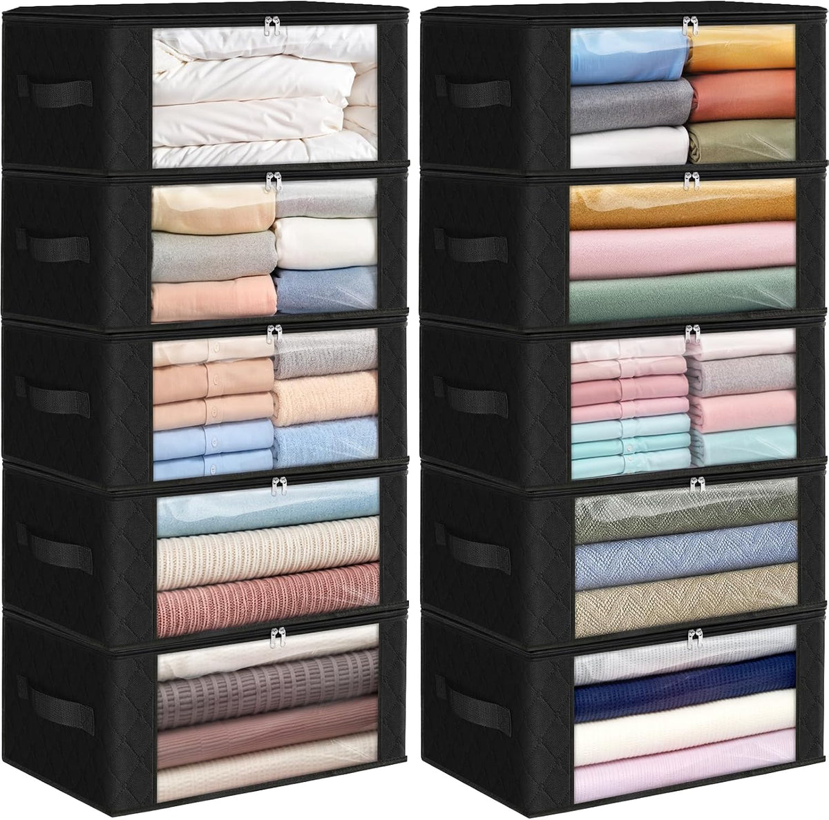 Fab totes 6 Pack Storage Bags for Clothes Blanket Storage Bins with Lids