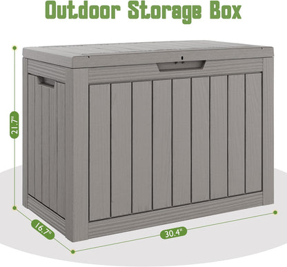 Outdoor Storage Waterproof Deck Box for Patio (45 Gallon, Grey)