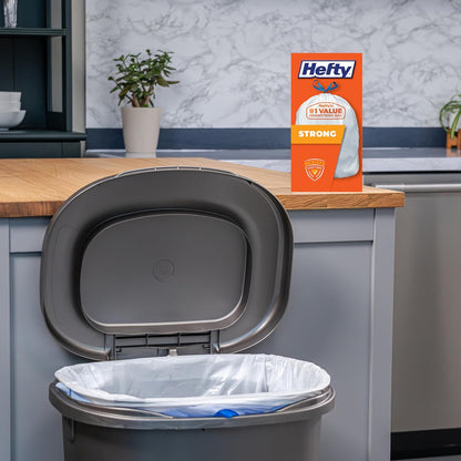 Hefty Strong 13G Tall Kitchen Trash Bags, White, Unscented, 90ct