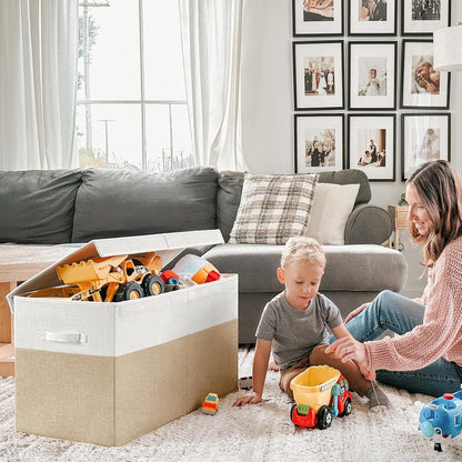 INDRESSME 85L Large Toy Storage Box with Lid Divider Foldable Toy Chest
