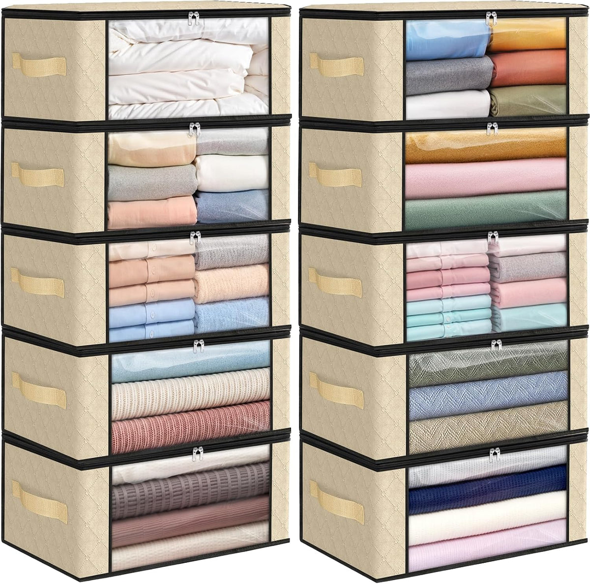 Fab totes 6 Pack Storage Bags for Clothes Blanket Storage Bins with Lids