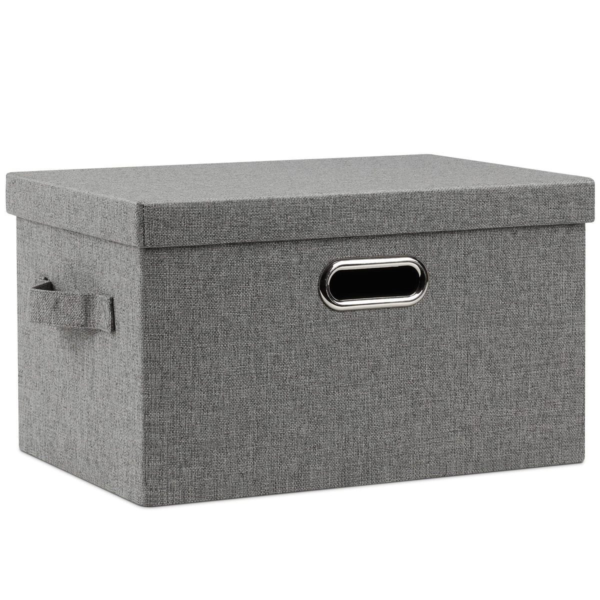 Graciadeco Large Quart Collapsible Stackable Storage Bins with Lids, 3 Packs Beige Linen Fabric Closet Boxes with Lids, Storage Cube Baskets Container Organizers for Bedroom Office(16.6 x 11.7 x 10.8)