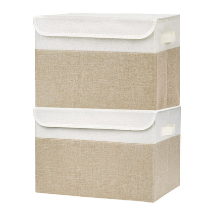 Bagnizer Large 17" 42 Quarts Collapsible Stackable Storage Bins with Lids [3-Pack] Foldable Fabric Linen Storage Boxes Cube, Closet Organizer Baskets with Label (16.7 x 12 x 12, Black)