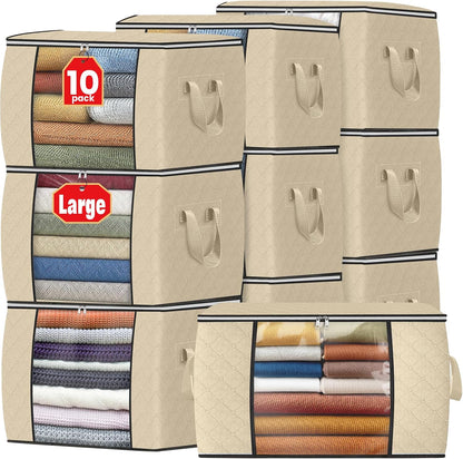Fab totes 6 Pack Storage Bags for Clothes Blanket Storage Bins with Lids