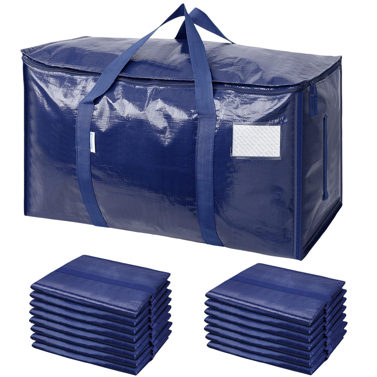 TICONN 6 Pack Extra Large Moving Bags Heavy Duty with Zippers & Carrying Handles, Durable Storage Bags Moving Boxes for Closet Organizers and Storage (6 Pack, Blue)