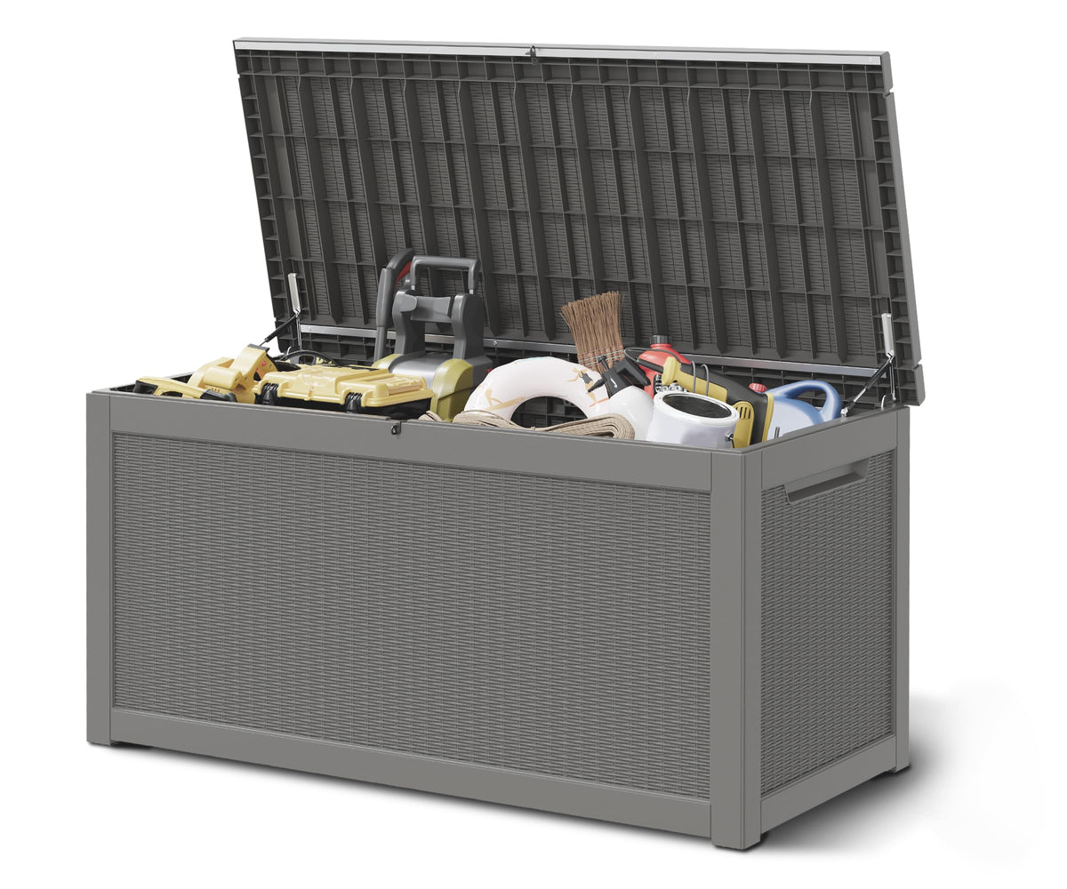 NUNU LAB 35 Gal Outdoor Storage Box Waterproof Lockable,Deck Box,Black